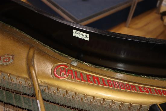 An early 20th century chinoiserie lacquer Challen baby grand piano